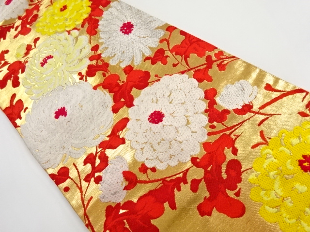 アンティーク　菊模様織り出し名古屋帯(着用可)